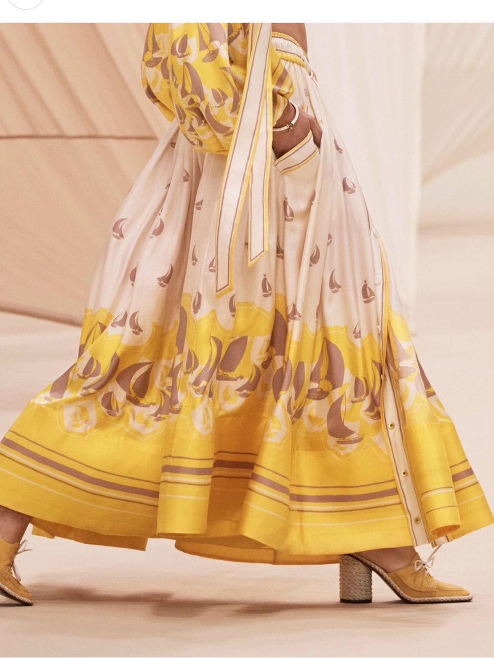 Zimmermann Cream & Yellow Printed Full Button Skirt